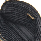 Prada Vitello Daino Logo Shoulder Bag Striped 2-Way Clutch Leather Nero Black — view 7