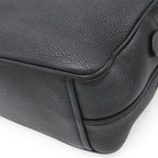 Prada Vitello Daino Logo Shoulder Bag Striped 2-Way Clutch Leather Nero Black — view 3