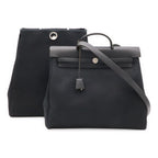 Hermes Herbag MM 2-Way Shoulder Bag Toile Officier Canvas Black