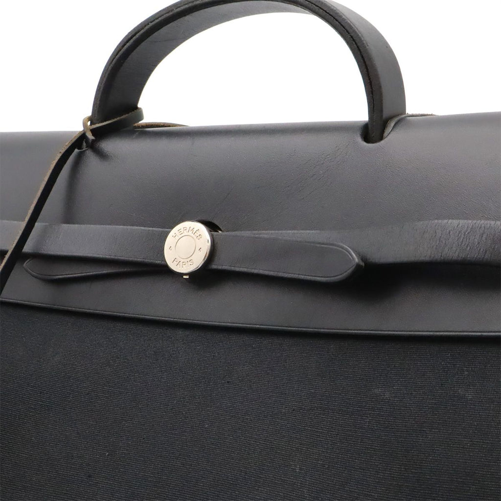 Hermes Herbag MM 2-Way Shoulder Bag Toile Officier Canvas Black — view 6