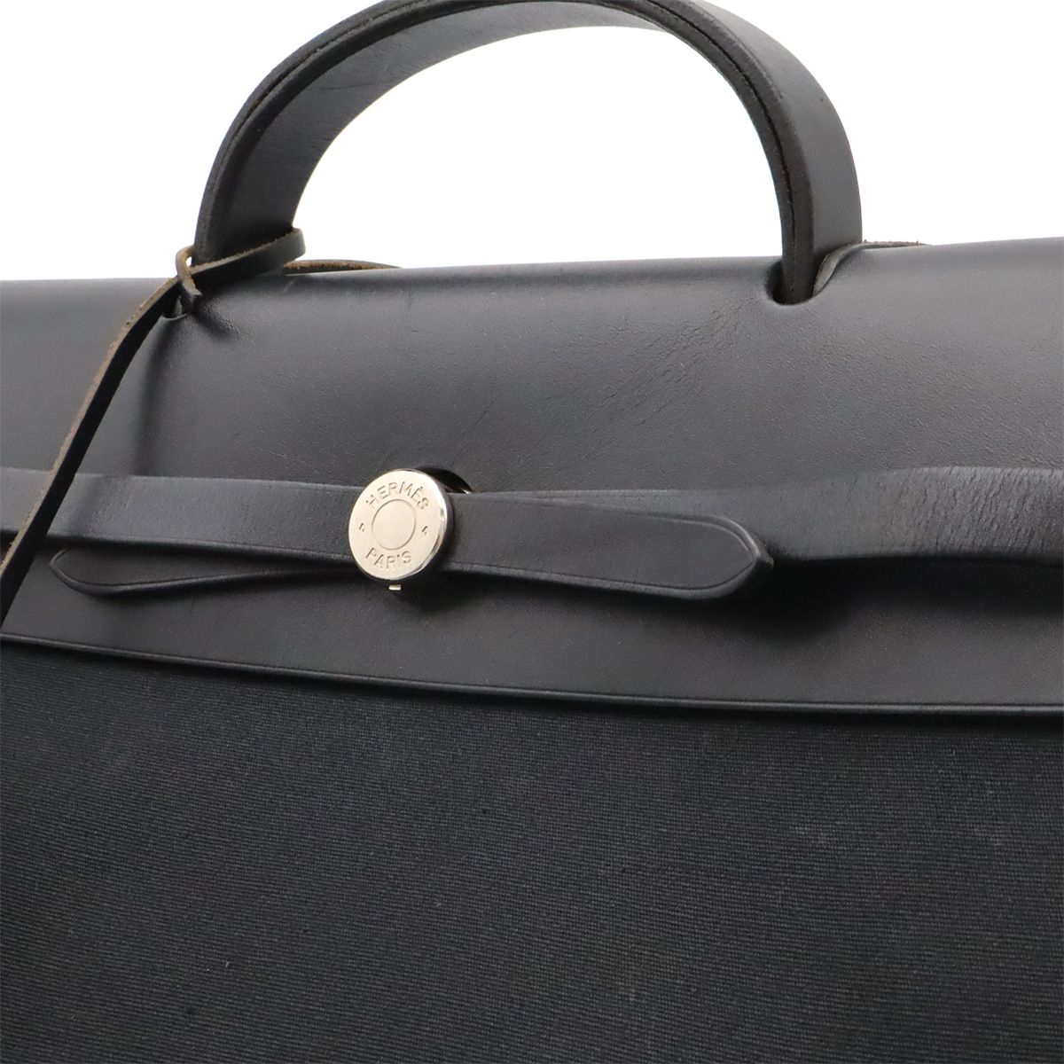 Hermes Herbag MM 2-Way Shoulder Bag Toile Officier Canvas Black — view 6