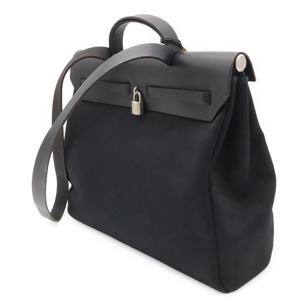 Hermes Herbag MM 2-Way Shoulder Bag Toile Officier Canvas Black — view 2