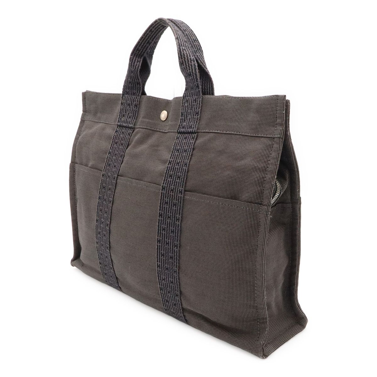 Hermes Her Line Tote MM Canvas Gray Black Silver — view 2