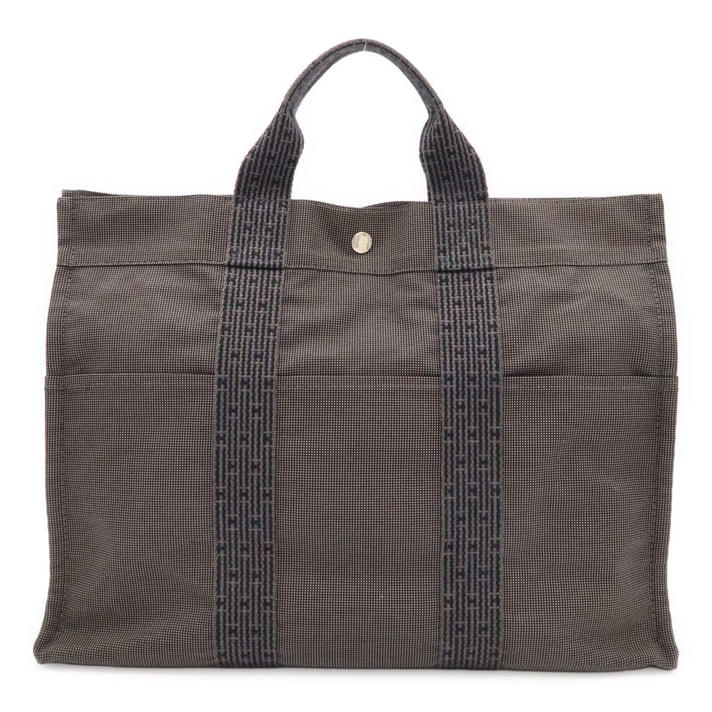 Hermes Her Line Tote MM Canvas Gray Black Silver