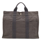 Hermes Her Line Tote MM Canvas Gray Black Silver