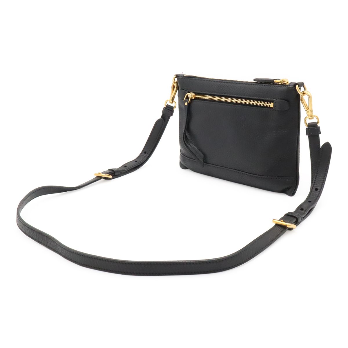 Prada Shoulder Bag Pochette Crossbody 2-Way Clutch Vitello Daino Leather Nero — view 2