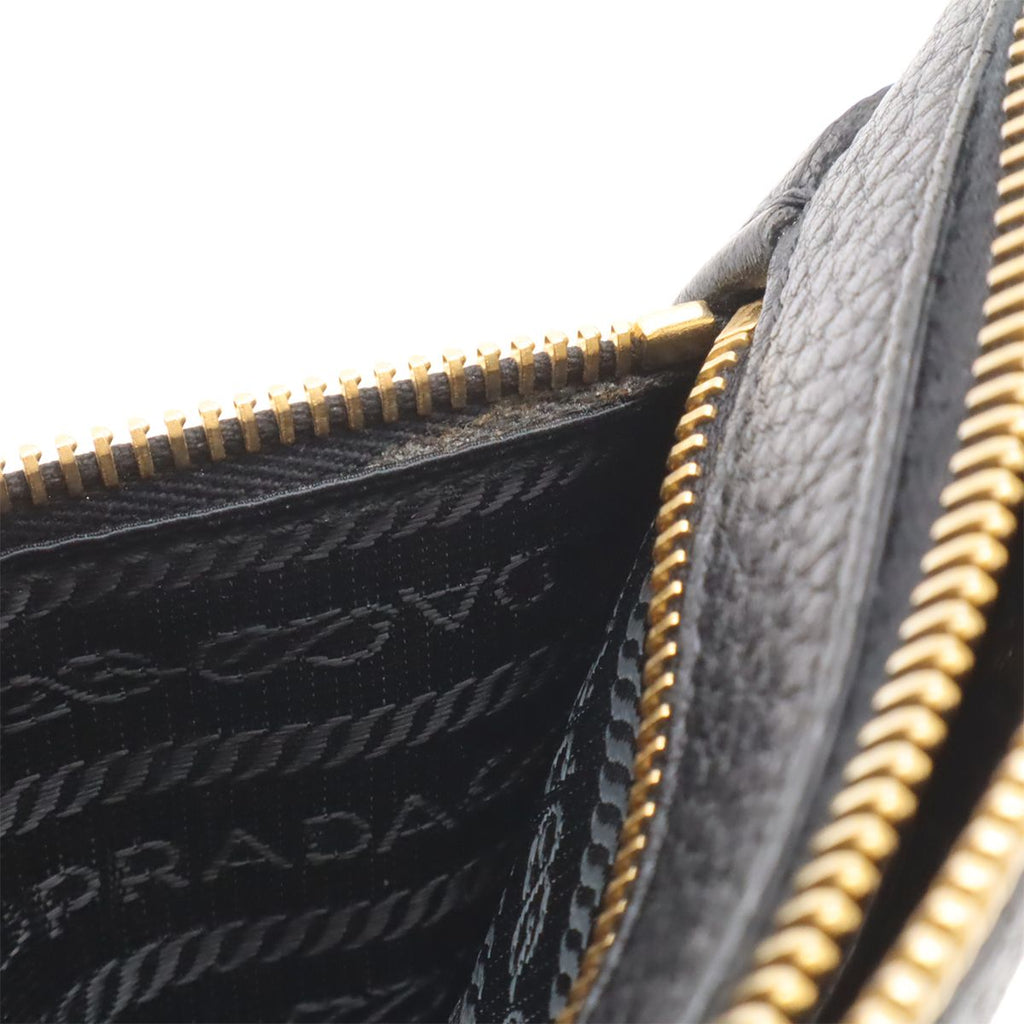 Prada Shoulder Bag Pochette Crossbody 2-Way Clutch Vitello Daino Leather Nero — view 8