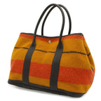 Hermes Garden Party PM Tote Cover Wool Leather Orange Yellow Navy Silver — view 2