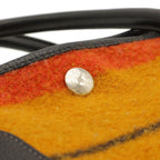 Hermes Garden Party PM Tote Cover Wool Leather Orange Yellow Navy Silver — view 5
