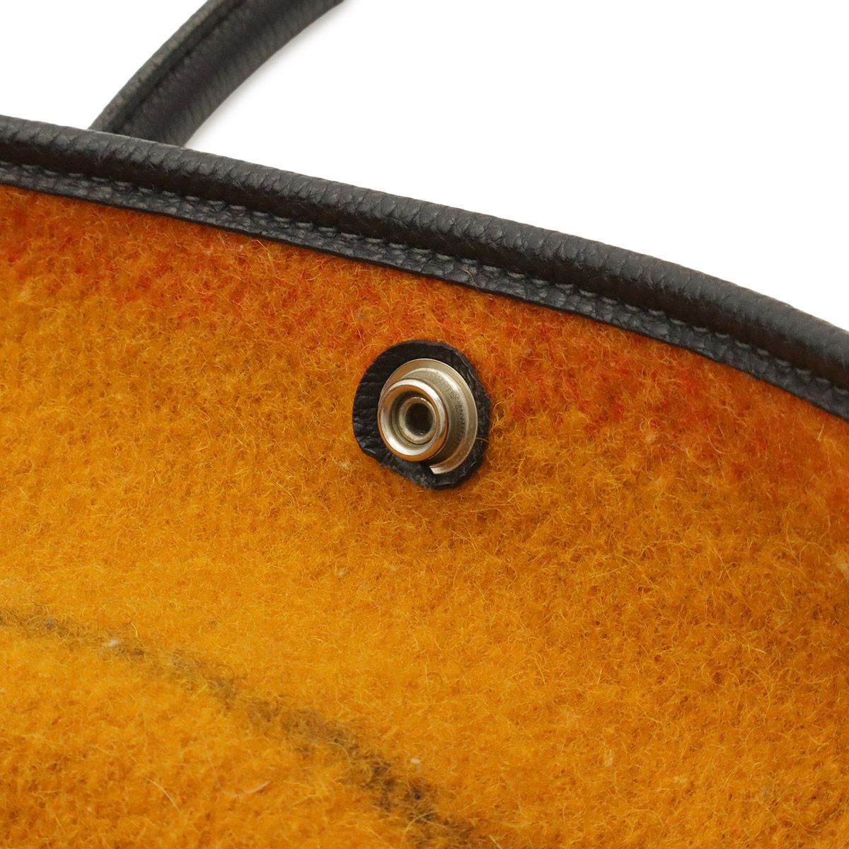 Hermes Garden Party PM Tote Cover Wool Leather Orange Yellow Navy Silver — view 7