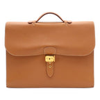 Hermes Sac a Depeches 38 Business Briefcase Document Purse Veau Epsom Brown Gold