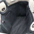 Chanel Deauville Tote Shoulder Bag Chain Canvas Leather Gray Black — view 9