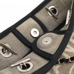 Chanel Deauville Tote Shoulder Bag Chain Canvas Leather Gray Black — view 8