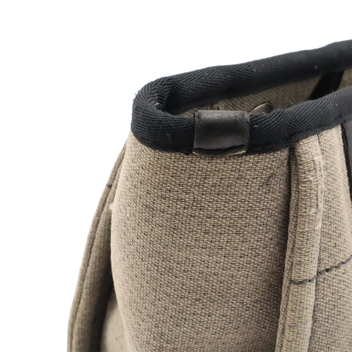 Chanel Deauville Tote Shoulder Bag Chain Canvas Leather Gray Black — view 5