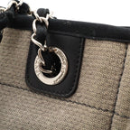 Chanel Deauville Tote Shoulder Bag Chain Canvas Leather Gray Black — view 7