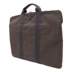 Hermes Her Line Porte Documents Briefcase Purse 3 Handbag Nylon Canvas Gray — view 2