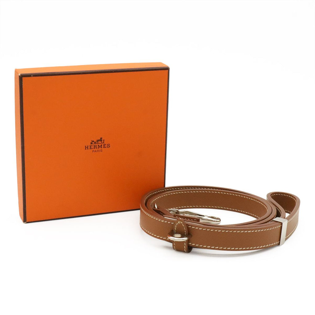 Hermes Dog Tall Pet Walk Courchevel Leather Gold Light Brown Silver Leash — view 6