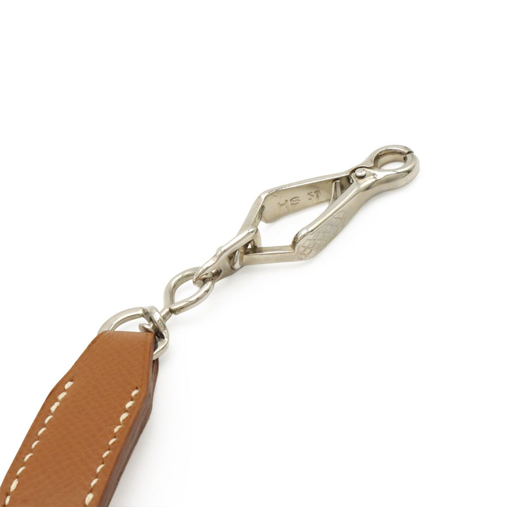 Hermes Dog Tall Pet Walk Courchevel Leather Gold Light Brown Silver Leash — view 3