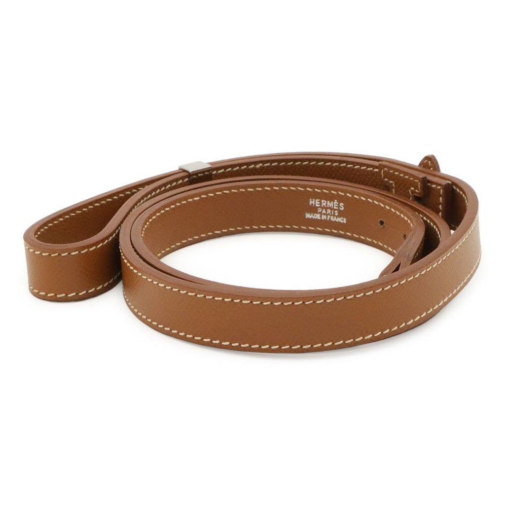 Hermes Dog Tall Pet Walk Courchevel Leather Gold Light Brown Silver Leash — view 2