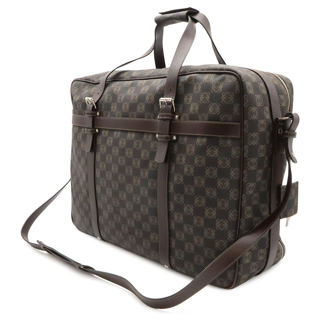 Loewe Repeat Anagram Boston Bag Purse 2-Way Leather Black Brown Silver — view 2