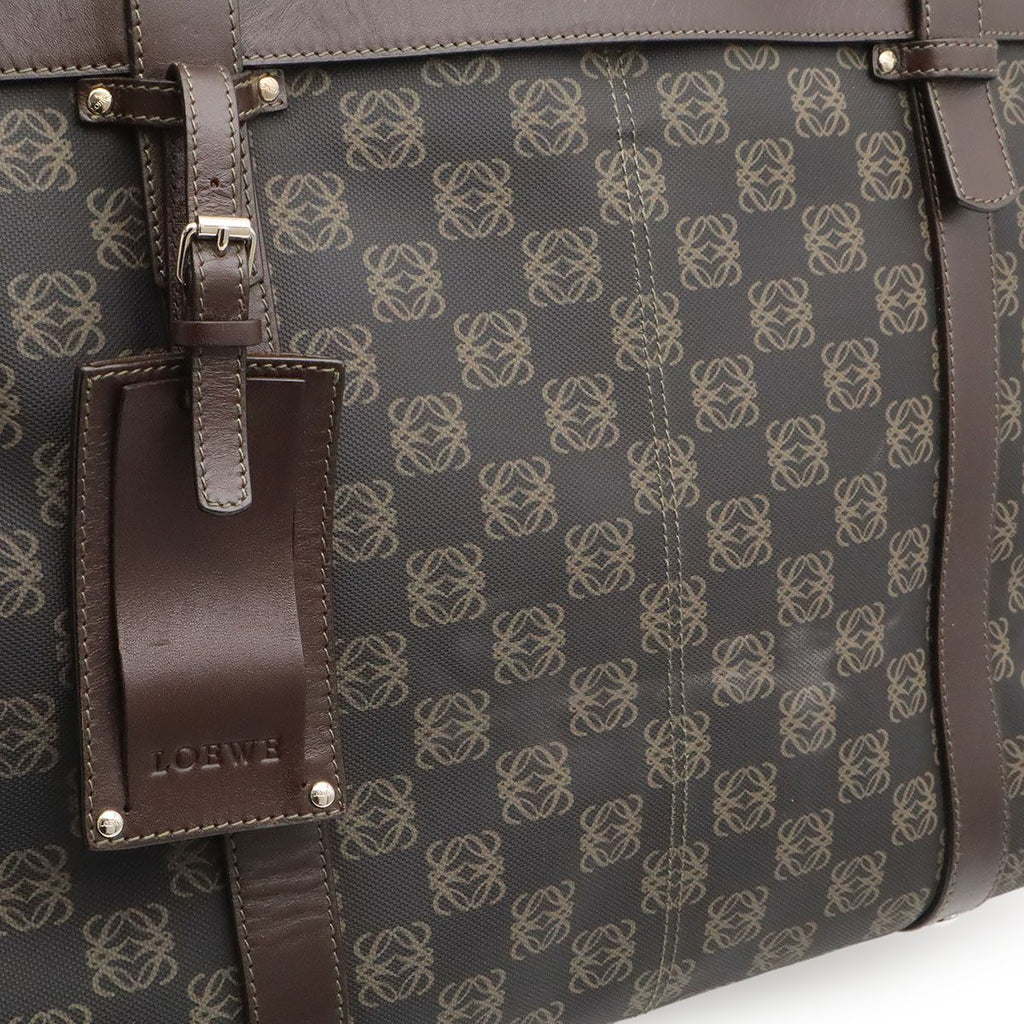 Loewe Repeat Anagram Boston Bag Purse 2-Way Leather Black Brown Silver — view 9