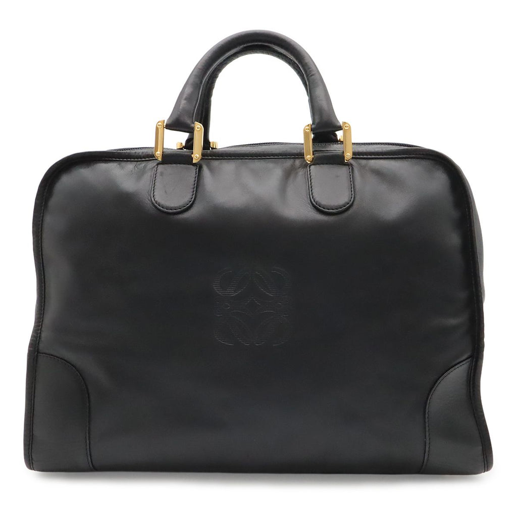 Loewe Amazona 40 Anagram Boston Bag Purse Leather Black Gold