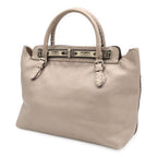 Fendi Selleria Large Villa Borghese Handbag Leather Gray Ju Silver — view 2