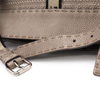 Fendi Selleria Large Villa Borghese Handbag Leather Gray Ju Silver — view 6