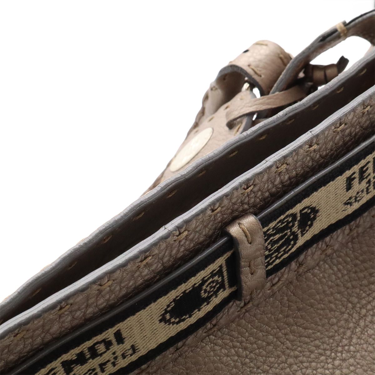 Fendi Selleria Large Villa Borghese Handbag Leather Gray Ju Silver — view 7