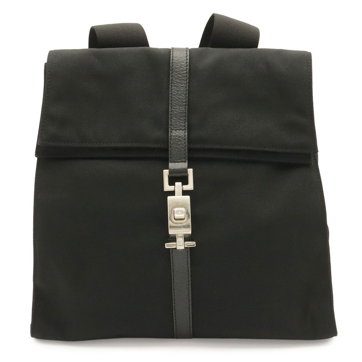 Gucci Jackie Backpack Nylon Leather Black Silver