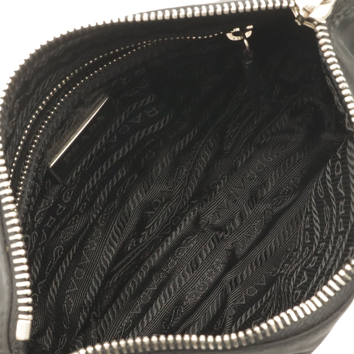 Prada Tessuto Light Shoulder Bag Nylon Leather Nero Black Silver — view 7