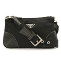 Prada Tessuto Light Shoulder Bag Nylon Leather Nero Black Silver
