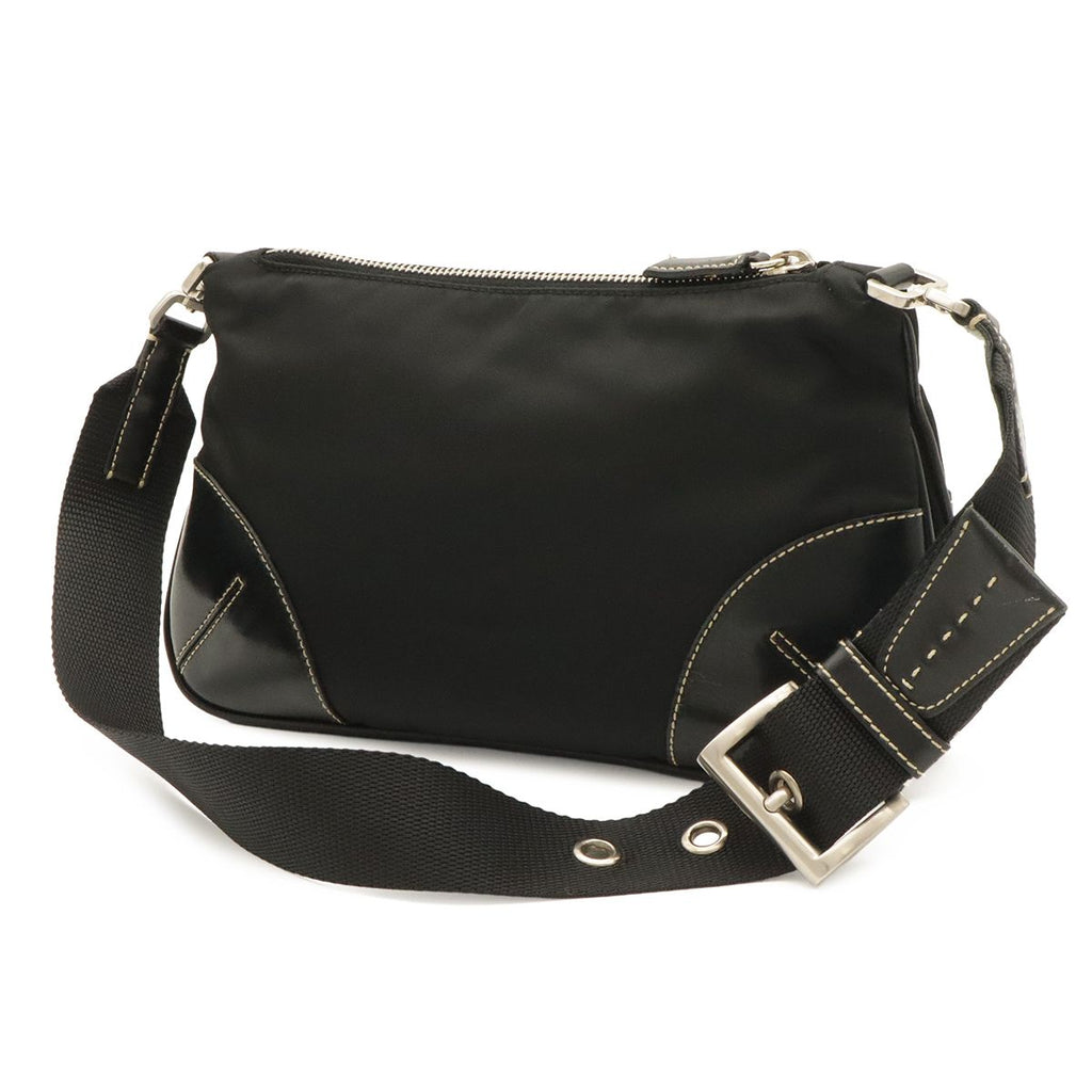 Prada Tessuto Light Shoulder Bag Nylon Leather Nero Black Silver — view 2