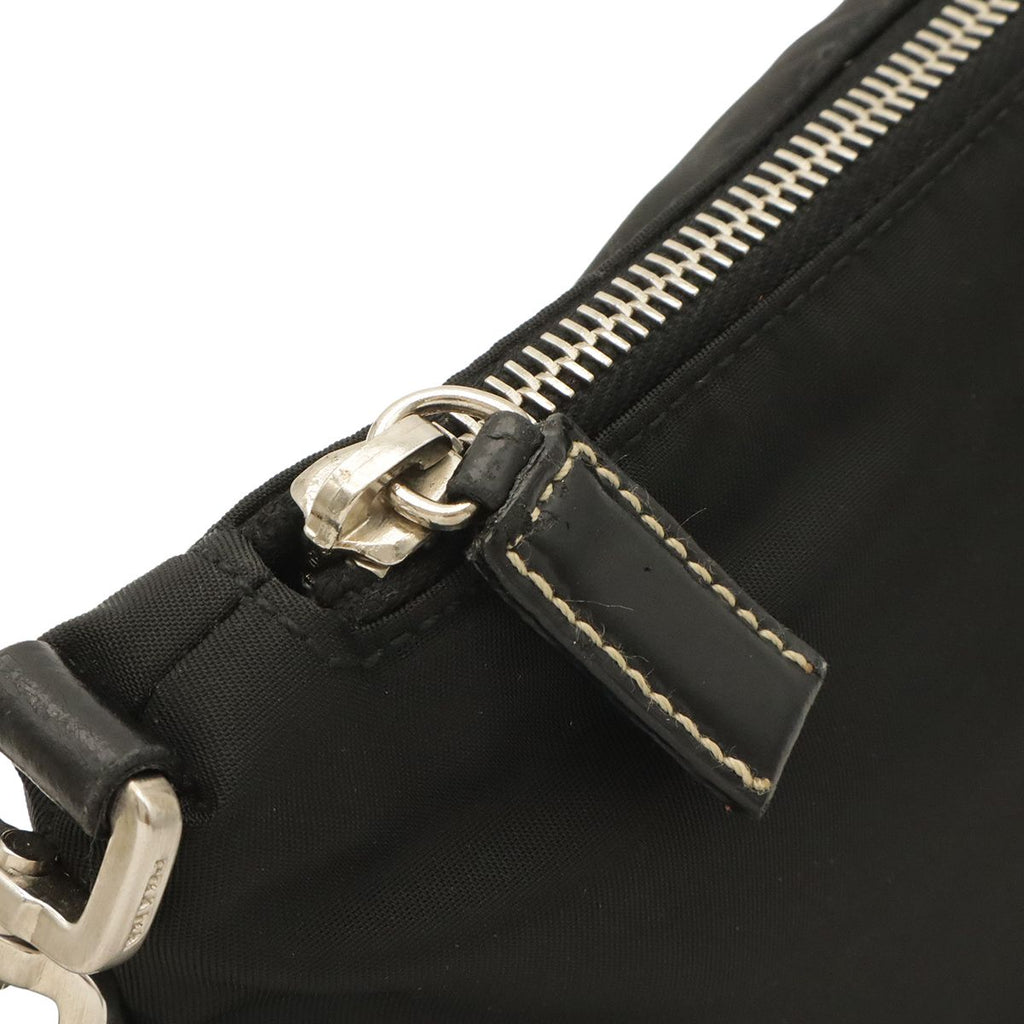 Prada Tessuto Light Shoulder Bag Nylon Leather Nero Black Silver — view 6