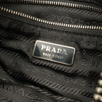 Prada Tessuto Light Shoulder Bag Nylon Leather Nero Black Silver — view 8