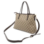 Gucci GG Supreme Plus Tote 2-Way Shoulder Bag Crossbody Leather Beige Dark Brown — view 2