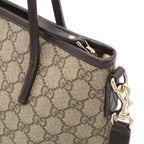 Gucci GG Supreme Plus Tote 2-Way Shoulder Bag Crossbody Leather Beige Dark Brown — view 4