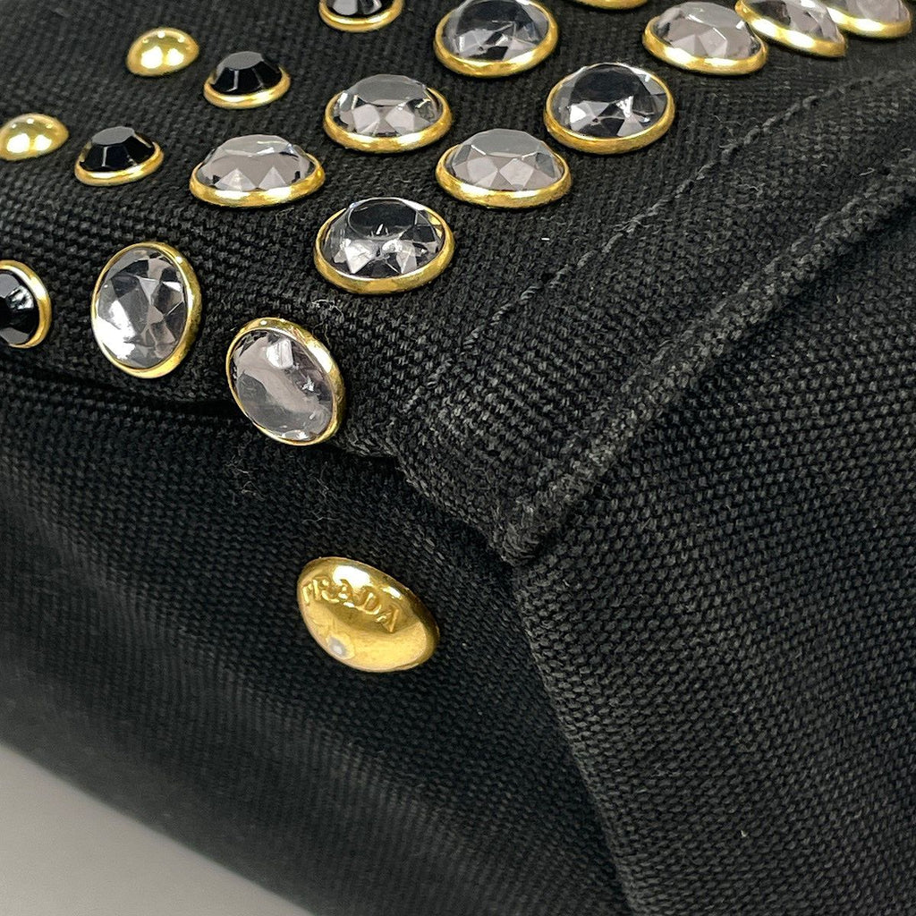 Prada Tote Canapa 2-Way Studded Canvas Nero — view 3