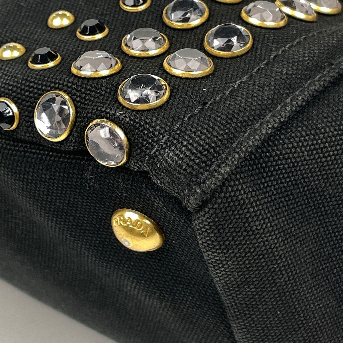 Prada Tote Canapa 2-Way Studded Canvas Nero — view 3