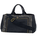 Prada Tote Canapa 2-Way Studded Canvas Nero