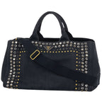 Prada Tote Canapa 2-Way Studded Canvas Nero
