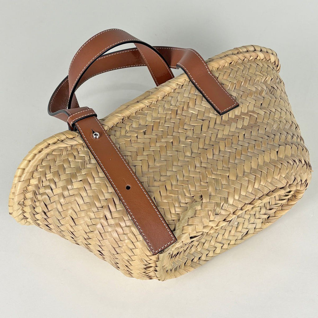 Loewe Basket Bag Small Handbag Bag Anagram Palm Leaf Raffia Beige Brown — view 2