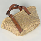 Loewe Basket Bag Small Handbag Bag Anagram Palm Leaf Raffia Beige Brown — view 2