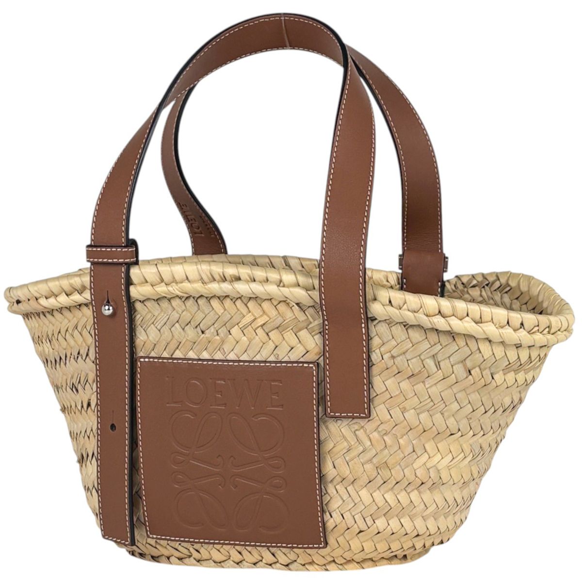 Loewe Basket Bag Small Handbag Bag Anagram Palm Leaf Raffia Beige Brown