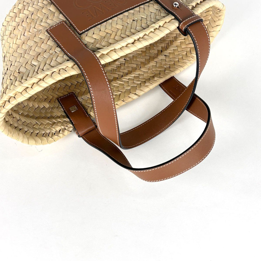 Loewe Basket Bag Small Handbag Bag Anagram Palm Leaf Raffia Beige Brown — view 6