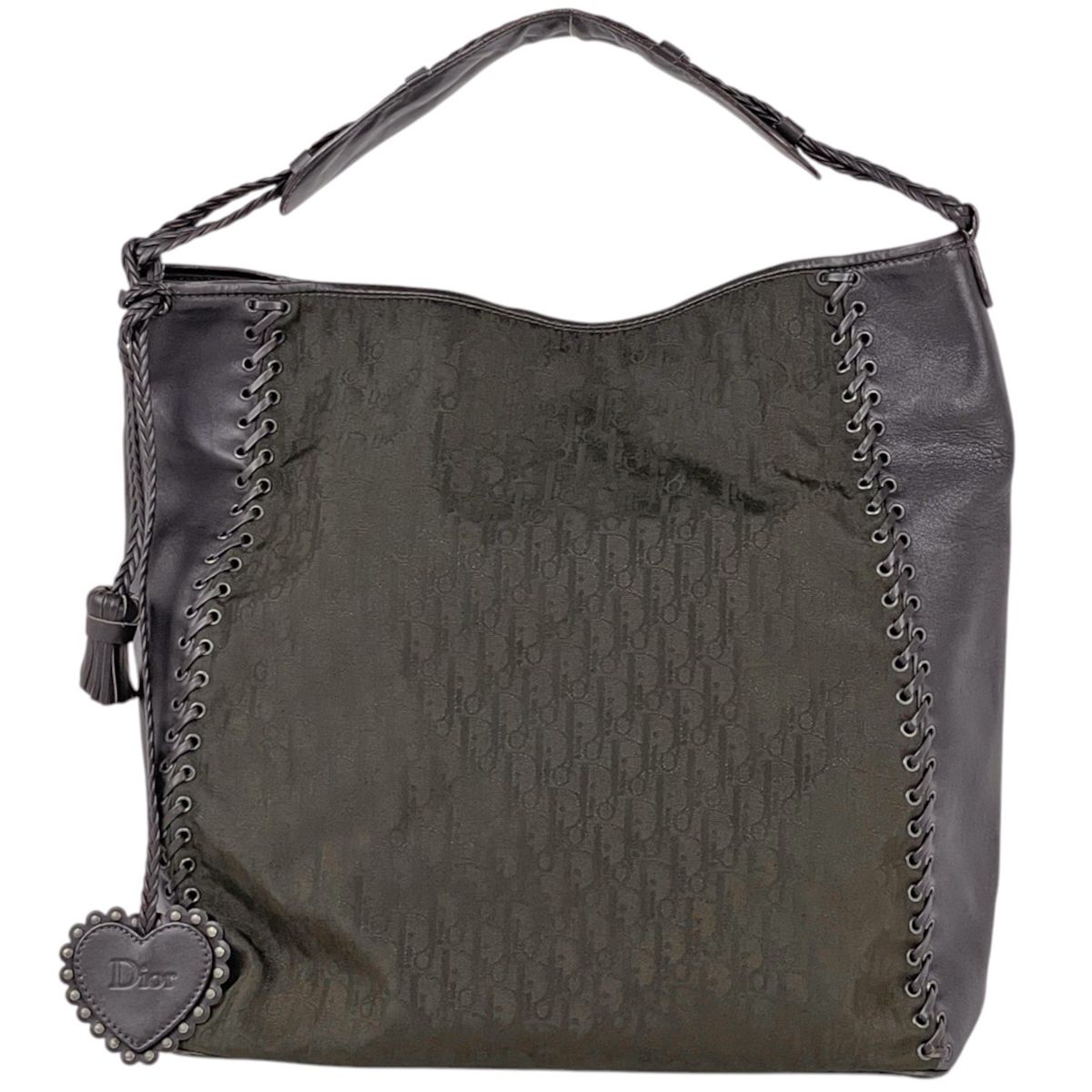 Dior Shoulder Bag Trotter Pattern Nylon Brown
