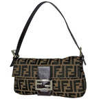 Fendi Shoulder Bag Zucchini Mamma Baguette Canvas Brown