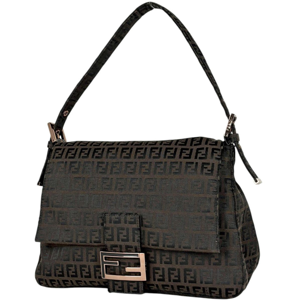 Fendi Shoulder Bag Zucchino Mamma Bucket Canvas Brown 8
