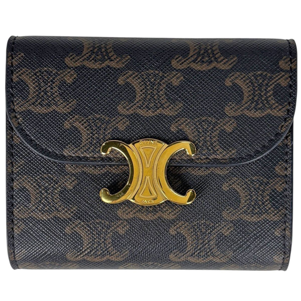 Celine Trifold Wallet Triomphe Mini Black Brown