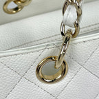 Chanel Shoulder Bag CC Logo Quilted Caviar Leather White — view 4